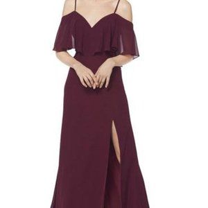 Bridesmaid's or Wedding Guest Dress (Color: Wine & Style: Off-the-Shoulder)
